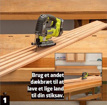 Skær listerne til kaninburet med en stiksav Skær listerne til kaninburet med en stiksav